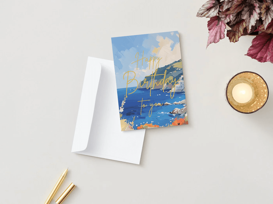 Complete birthday card kit with envelope and stamp